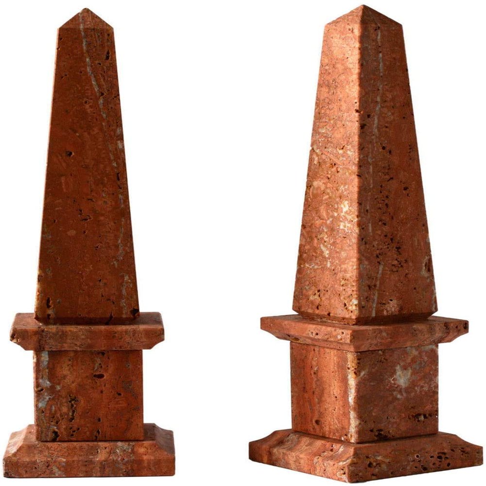 Red Travertine Stone Classic Obelisk Home Design H.30CM