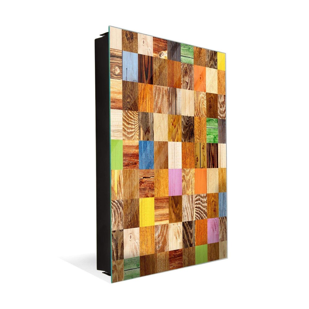 Decorative Key Storage Cabinet with Glass White Board K10A: Wooden Patterns