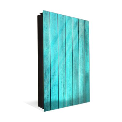 Concept Crystal Wall Mounted Key Holder and Magnetic Dry-Erase Glass Board K10 Turquoise Wood