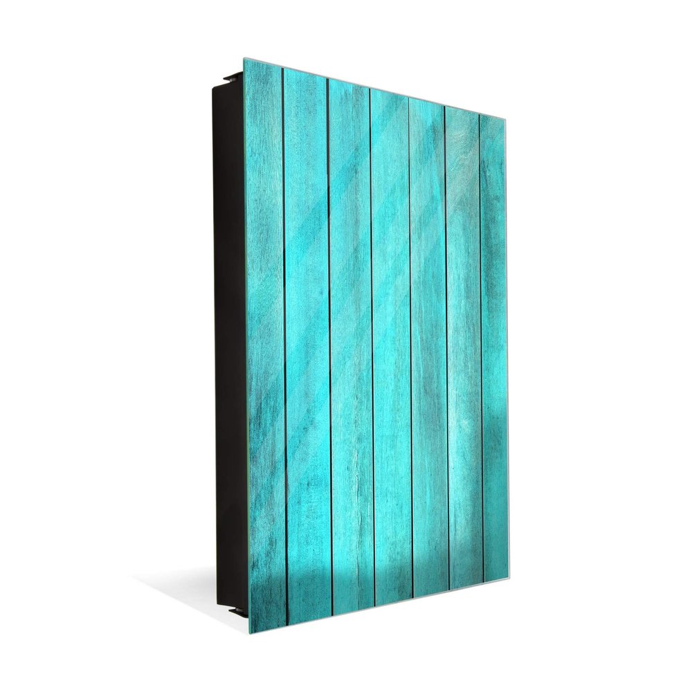 Concept Crystal Wall Mounted Key Holder and Magnetic Dry-Erase Glass Board K10 Turquoise Wood
