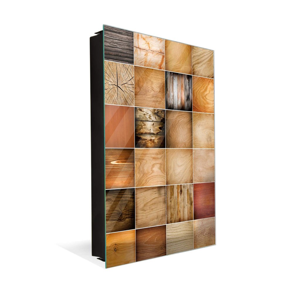Decorative Key Storage Cabinet with Glass White Board K10A: Collection of Wood