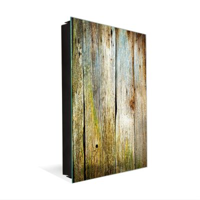 Decorative Key Storage Cabinet with Glass White Board K10A: Old Wood Planks