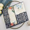 25 sets 5X7 Dark Navy Blue Tri Fold Wedding Invitations Cards With Envelopes Inserts for Bridal Shower Birthday view 3