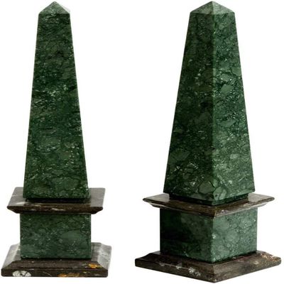 CBAM Green and Black Marble Single Classic Obelisk Sculpture H.25CM