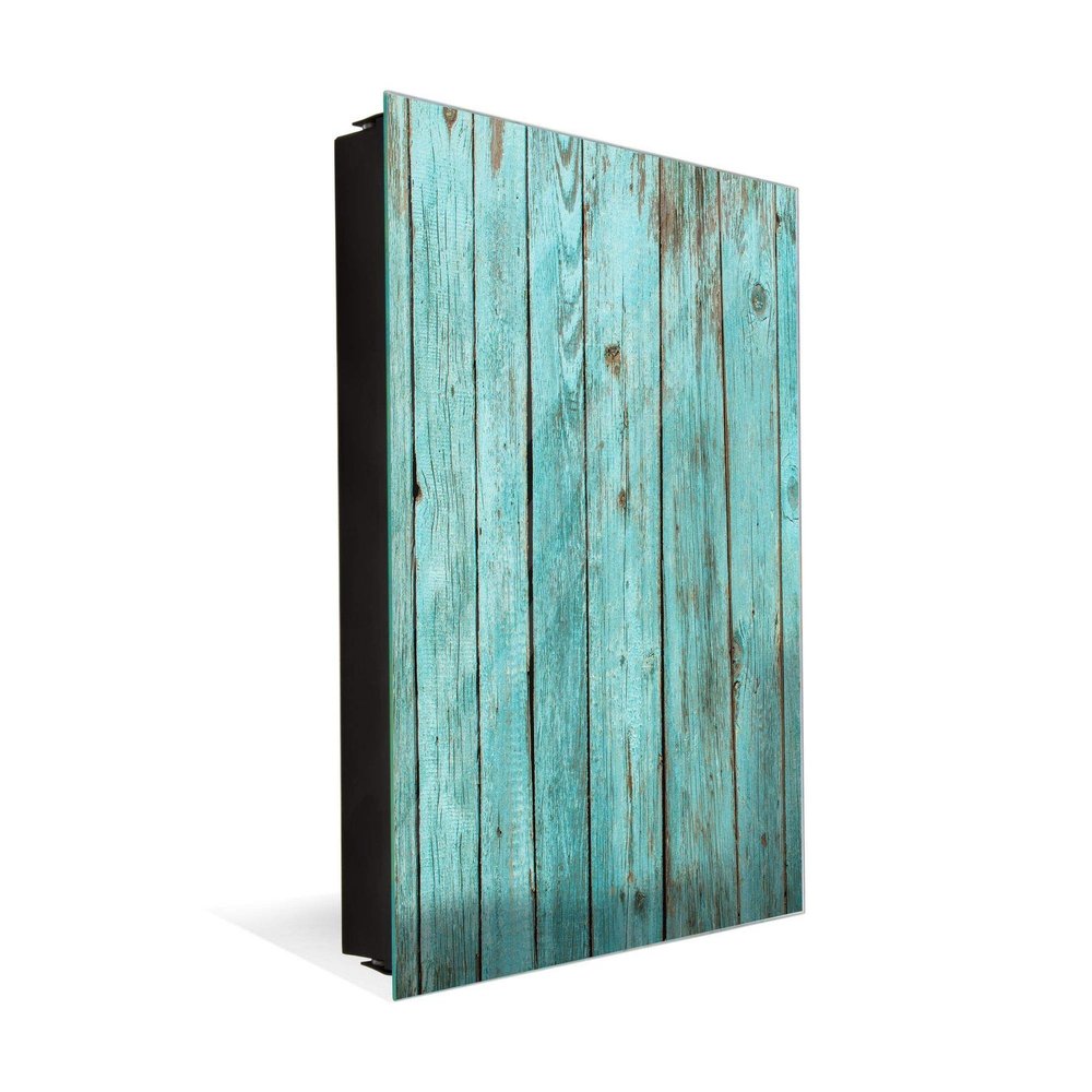 Decorative Key Storage Cabinet with Glass White Board K10A: Shabby Wood