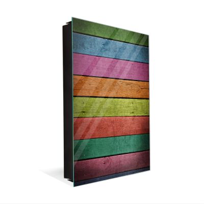 Decorative Key Storage Cabinet with Glass White Board K10A: Abstract Wood