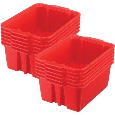 Really Good Stuff - 160074RE Stackable Plastic Book and Organizer Bins for Classroom or Home Use  Sturdy, Colored Plastic Baskets (Set of 12)