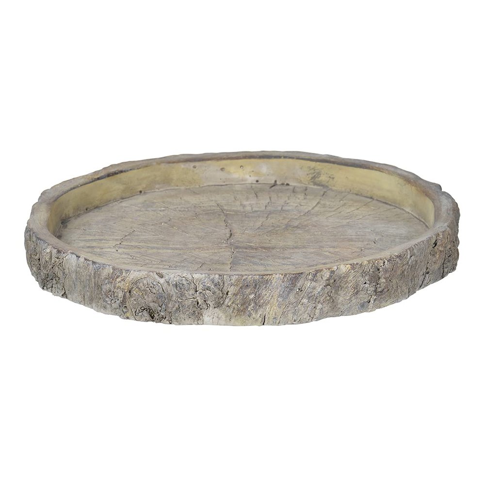 A&B Home Small Faux Wood Outdoor Round Serving Plate, 9.3 Inch Diameter, Brown