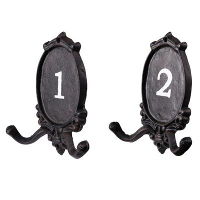 A&B Home Colona 2-Prong Coat Hooks - Set of 2 Matte Black/Classic Vintage