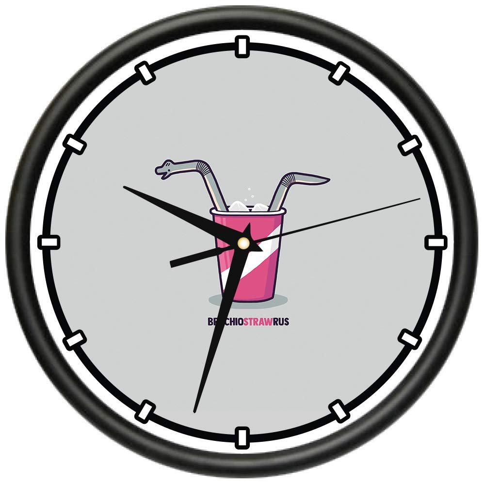 Dino Straw Design Wall Clock | Precision Quartz Movement | Dcor for School Class Office Bedroom Decoration