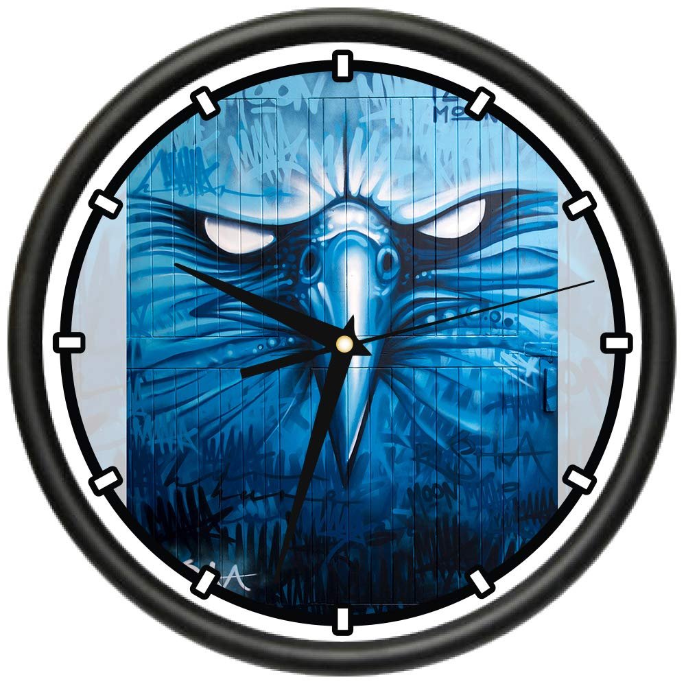 Blue Eagle Design Wall Clock | Precision Quartz Movement | Dcor for School Class Office Bedroom Decoration