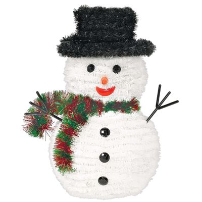 Multicolor Tinsel Deluxe 3D Snowman Decoration - 10" x 7.5" (1 Pc.) - Festive, Adorable & Eye-catching Design - Perfect Addition To Your Holiday Collection & Party Decor
