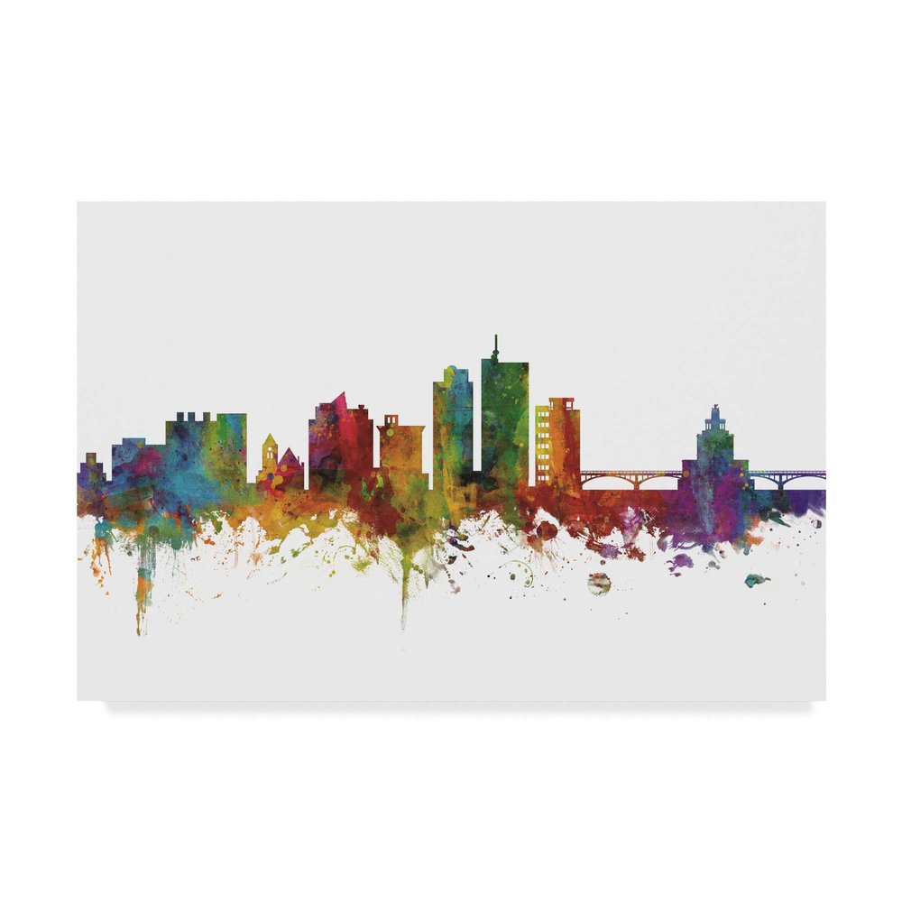 Trademark Fine Art Cedar Rapids Iowa Skyline II by Michael Tompsett, 16x24