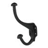 A29 Set of 4 Heavy Duty Wall Mounted 6 inch Double Coat Hooks in Black Powder Coat Finish Utility Solid Brass Decorative Hooks with Easy Installation Hardware view 1