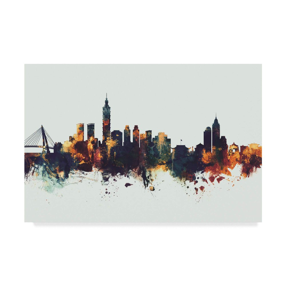 Trademark Fine Art Taipei Taiwan Skyline IV by Michael Tompsett, 16x24