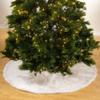 White Faux Fur Christmas Tree Skirt Design, 100% Polyester 56" Round view 1