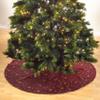 Burgundy Embroidered & Sequined Christmas Tree Skirt, 100% Polyester 54" Round view 1