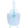 5pcs Wedding Sets Flower Girl Basket + Ring Bearer Pillow + Guest Book with Pen + Pen Set Holder + Bride Garter with 2 Rhinestone Hearts for Rustic Bridal Wedding Shower Ceremony, Aqua Blue view 2