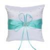 5pcs Wedding Sets Flower Girl Basket + Ring Bearer Pillow + Guest Book with Pen + Pen Set Holder + Bride Garter with 2 Rhinestone Hearts for Rustic Bridal Wedding Shower Ceremony, Aqua Blue view 4
