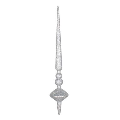 18" Silver Glitter Cupola Finial 2/Bag