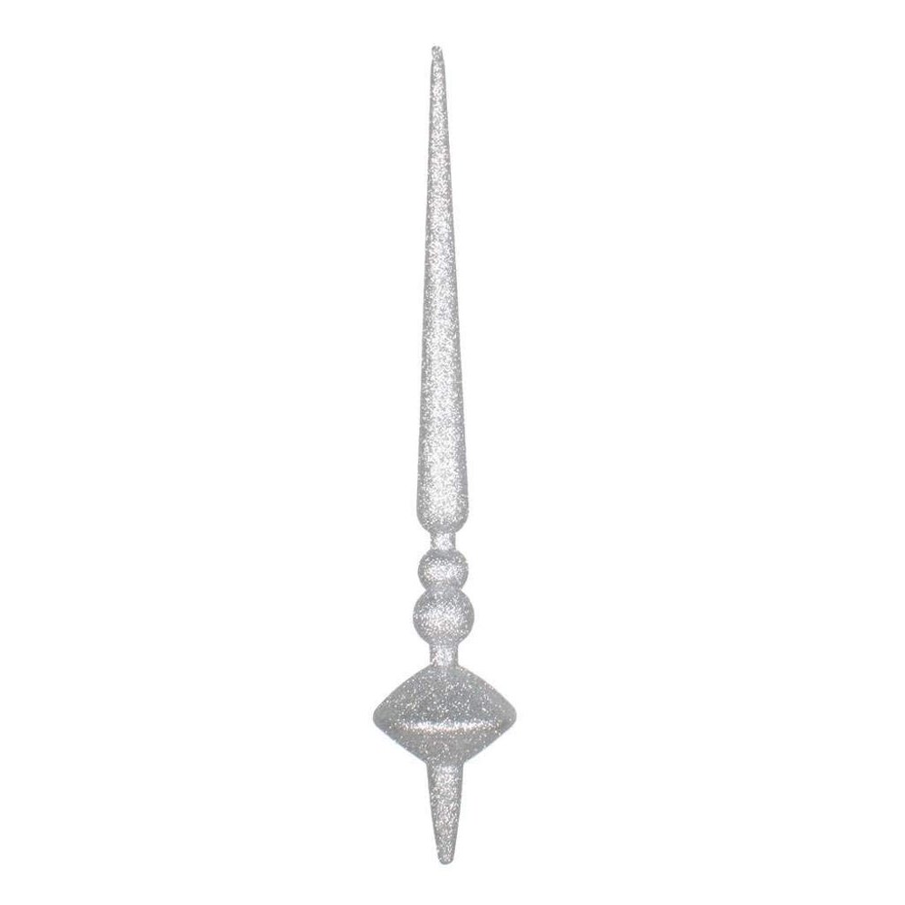 18" Silver Glitter Cupola Finial 2/Bag