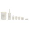 7-Piece Paris Bathroom Set (Beige), By Home Basics | Made From Plastic | Includes Tumbler, Toothbrush Holder, Soap Dish, Lotion Dispenser, Cotton Ball Holder, Toilet Brush Holder, and Wastebasket view 1