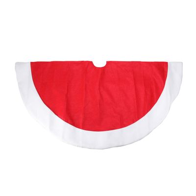 48" Red and White Traditional Christmas Tree Skirt with Border