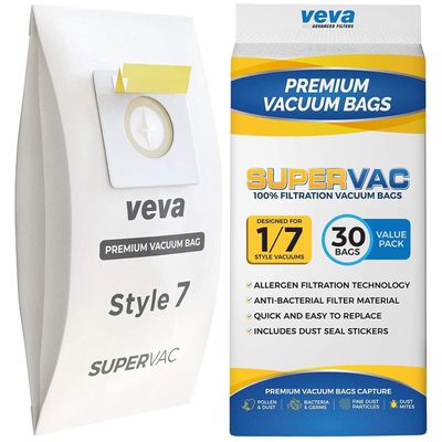 30 Pack Style 7 Vacuum Bags for Bissell Upright Vacuum Cleaner, Premium SuperVac Vacuum Bags Part # 32120