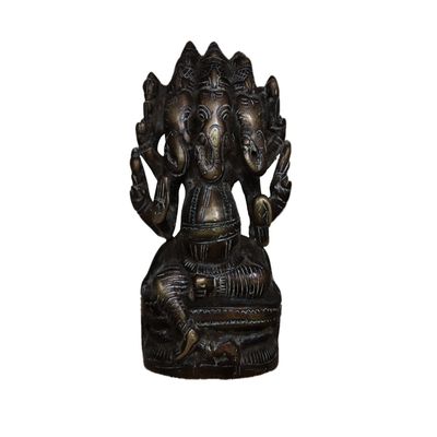 Indian Shelf Vocalforlocal Handmade Multicolor Brass Ganesha Pack of 1 Statue Statement Pieces Decor Gift Items