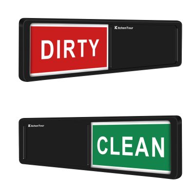 KitchenTour Clean Dirty Dishwasher Magnet - Upgrade Super Strong Magnet Version - Easy to Read Non-Scratch Magnetic Indicator Sign with Clear, Bold & Colored Text - Black