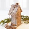 Rustic Glitter Frosted Wood Birdhouse with Burlap Roof - Perfect for Country Farmhouse Home Decor (9-1/2"H x 6-1/2"W) view 3