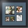 ArtToFrames Collage Photo Frame Double Mat with 1-4.5x5.5 and 2-2.5x2.5, 3.5x3.5 Openings with Satin Black Frame and Dutch Blue mat. view 1