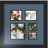 ArtToFrames Collage Photo Frame Double Mat with 1-4.5x5.5 and 2-2.5x2.5, 3.5x3.5 Openings with Satin Black Frame and Dutch Blue mat. view 3