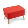 Luxury Square Wood Support Upholstered Footstool Ottoman Chair Stool Fabric Cover 4 Legs and Removable Linen Cover (Yellow) view 1