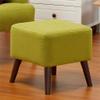 Luxury Square Wood Support Upholstered Footstool Ottoman Chair Stool Fabric Cover 4 Legs and Removable Linen Cover (Yellow) view 2