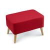 Luxury Square Wood Support Upholstered Footstool Ottoman Chair Stool Fabric Cover 4 Legs and Removable Linen Cover (White) view 1