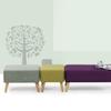 Luxury Square Wood Support Upholstered Footstool Ottoman Chair Stool Fabric Cover 4 Legs and Removable Linen Cover (White) view 3