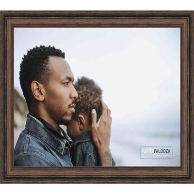 10x15 Rustic Walnut Complete Wood Picture Frame with UV Acrylic Plexiglass, Foam Board Backing & Hardware Included