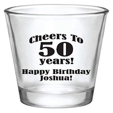 1.75oz Personalized Birthday Shot Glass Designs,Customize for Any Milestone Birthday Party, "Cheers to 50th Years" Birthday Surprise Party Favors