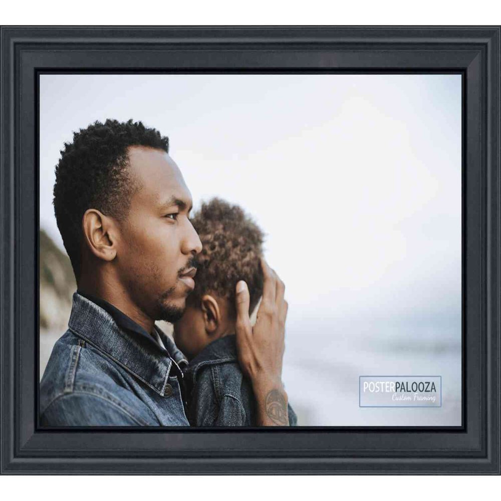 10x13 Traditional Black Complete Wood Picture Frame with UV Acrylic Plexiglass, Foam Board Backing & Hardware Included