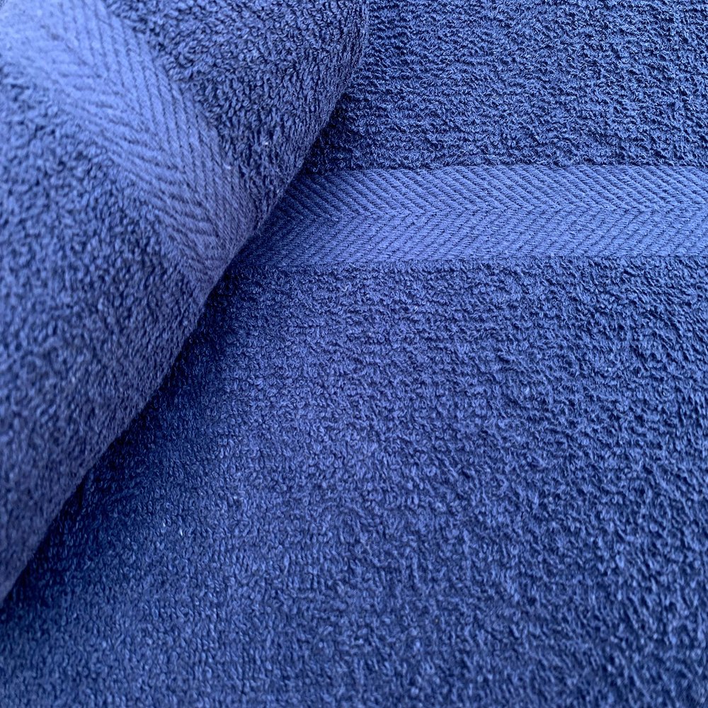 120 NEW BLUE SPA GYM SALON HAND TOWELS DOBBY BORDER RINGSPUN 100% COTTON 16X27 3LBS