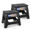 ACKO 11 inch Folding Step Stool Lightweight Plastic Step Stool - 2 Pack - Foldable Step Stools for Adults,Non Slip Folding Stools for Kitchen Bathroom Bedroom (Black, 2 Pack) view 1