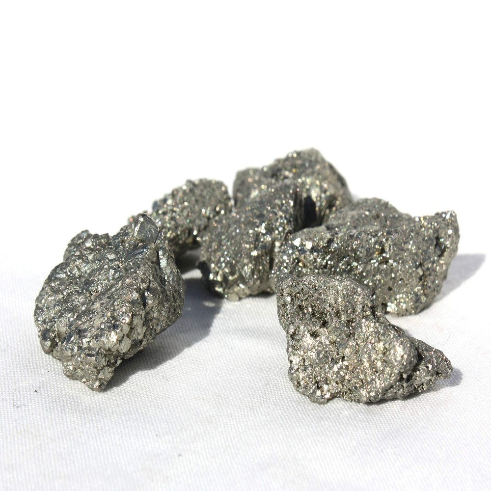 AURA VARIETY 8 OZ Pack Pyrite Bulk Rough Stones - Natural Raw Stones Mix & Fountain Rocks for Tumbling, Cabbing, Polishing, Wire Wrapping, Wicca & Reiki Crystal Healing