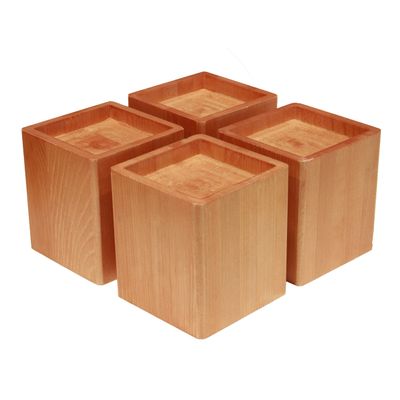 Almanor Goods Bed Risers Furniture Lifters Wood (Set of 4), Handmade Rustic Pine (Light)