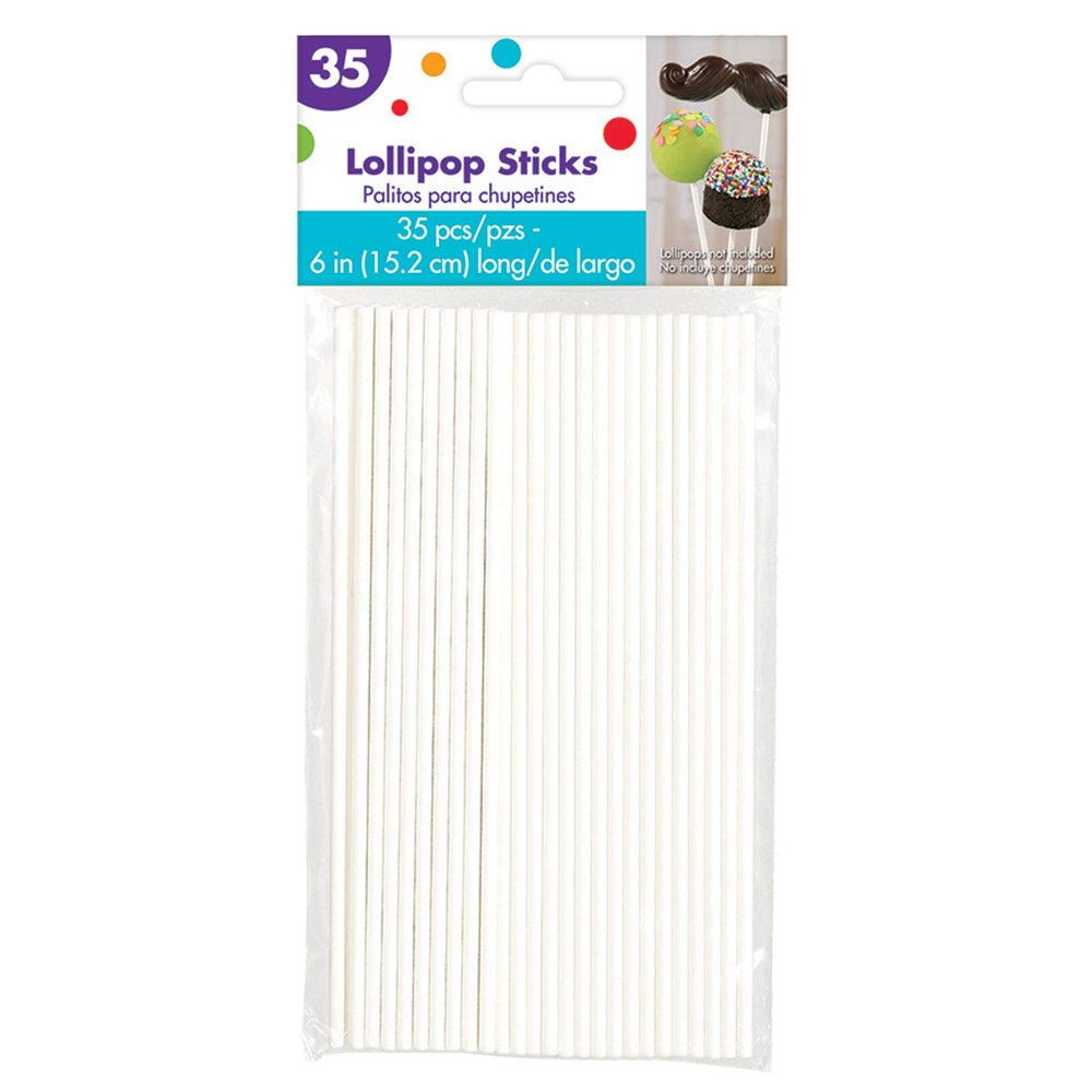 Amscan 140140 Cake Pop Sticks | 6"| Pack of 35, Multicolor