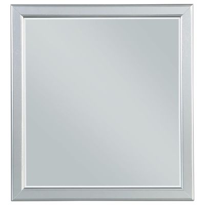 Acme Louis Philippe Wooden Rectangular Mirror in Platinum White