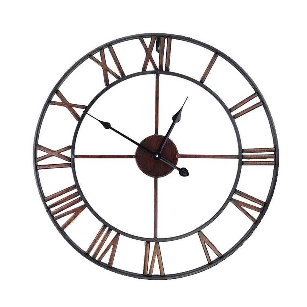 19 Inches Wall Clock Creative Roman Digital Antique Retro Style Silent Clock Bar Living Room Bedroom Study Restaurant Cafe Wall Decorations - 47CM