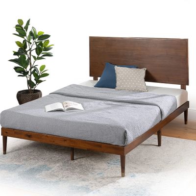 ZINUS Raymond Wood Platform Bed Frame with Adjustable Wood Headboard, Solid Wood Foundation, Wood Slat Support, No Box Spring Needed, Easy Assembly, King, Brown