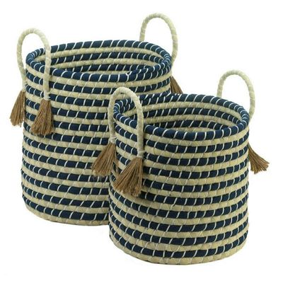 Accent Plus 10018726 Braided Baskets with Tassels, Multicolor