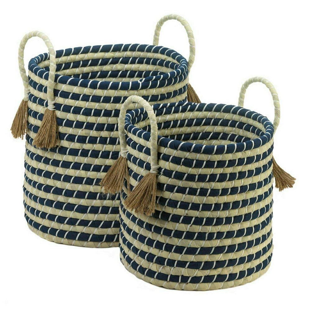 Accent Plus 10018726 Braided Baskets with Tassels, Multicolor